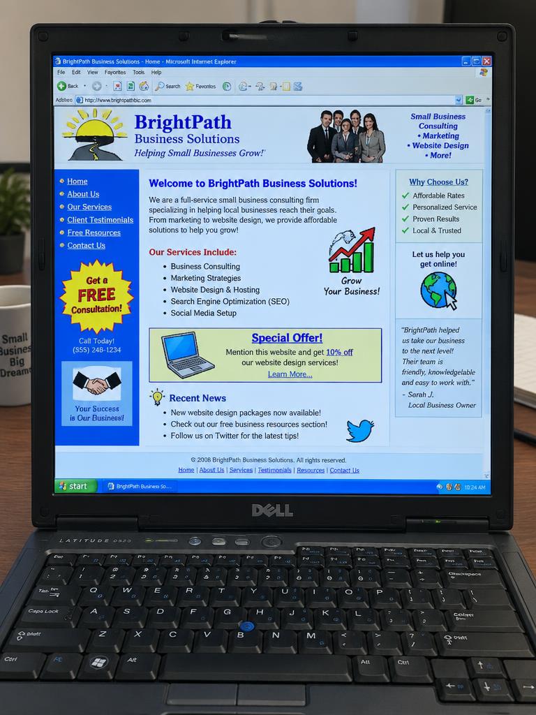 Outdated website before the Webora rebuild